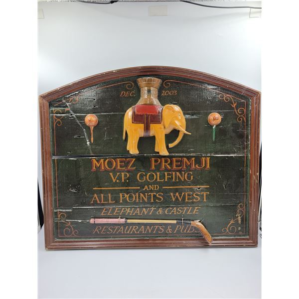Wooden Elephant Golf Sign