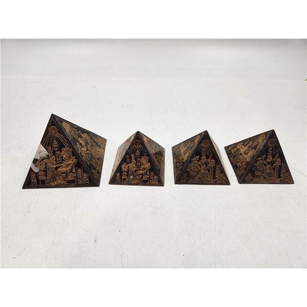 Vintage Etched Egyptian Brass, Bronze and Copper Paperweights