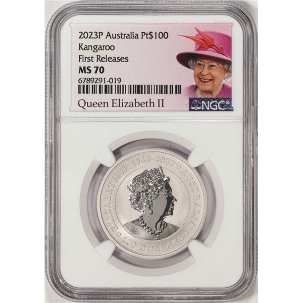 2023P Australia $100 Kangaroo 1oz Platinum Coin NGC MS70 First Releases