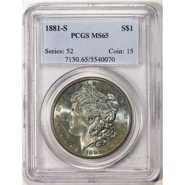 1881-S $1 Morgan Silver Dollar Coin PCGS MS65 Amazing Toning