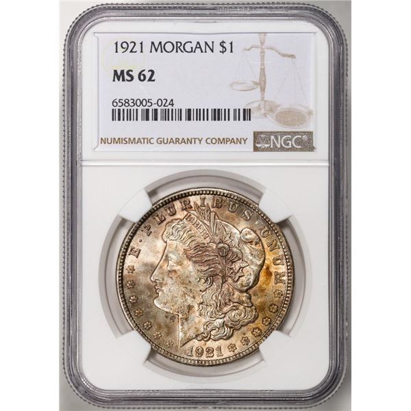 1921 $1 Morgan Silver Dollar Coin NGC MS62