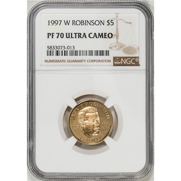 1997-W $5 Jackie Robinson Proof Commemorative Gold Coin NGC PF70 Ultra Cameo