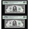 Image 1 : (2) Consecutive 1950B $50 Federal Reserve Notes Fr.2109-D PMG Gem Uncirculated 65EPQ