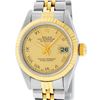 Rolex Ladies Two Tone Champagne Roman Datejust Wristwatch
