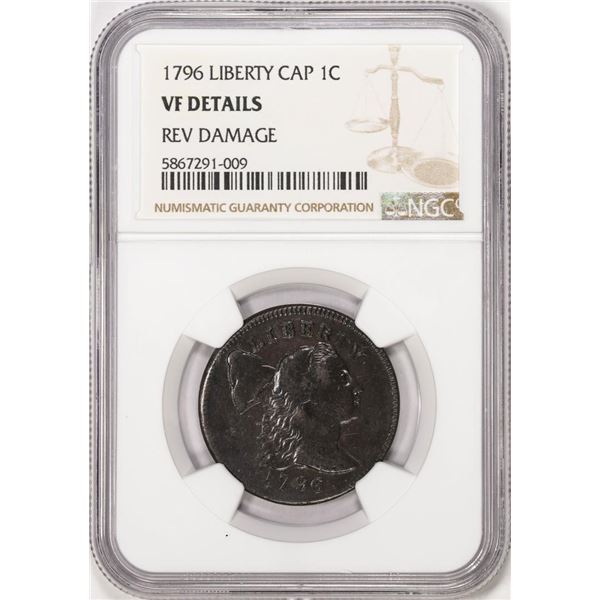 1796 Liberty Cap Flowing Hair Large Cent Coin NGC VF Details