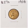 Image 1 : 1908 $2 1/2 Indian Head Quarter Eagle Gold Coin