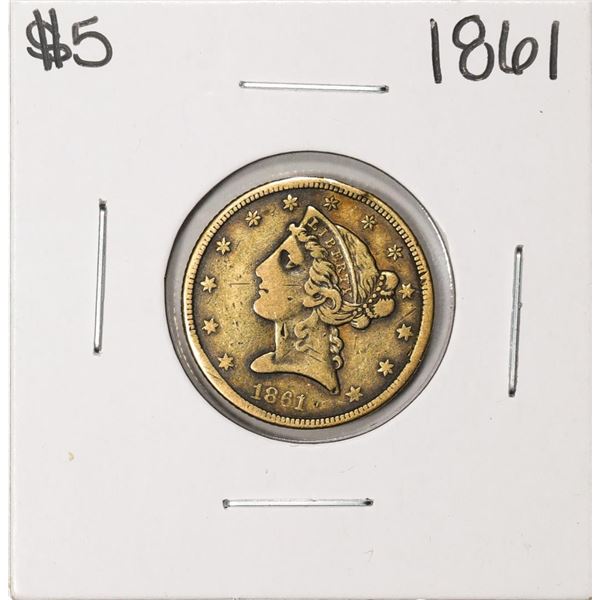 1861 $5 Liberty Head Half Eagle Gold Coin