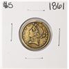 Image 1 : 1861 $5 Liberty Head Half Eagle Gold Coin