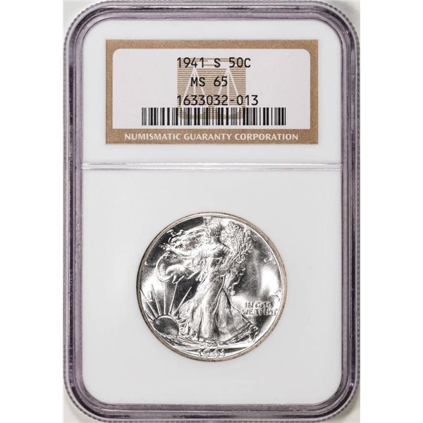 1941-S Walking Liberty Half Dollar Coin NGC MS65