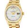 Rolex Men's 18K Yellow Gold Silver Index Day Date President Wristwatch