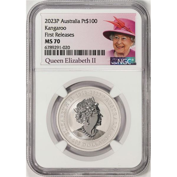 2023P Australia $100 Kangaroo 1oz Platinum Coin NGC MS70 First Releases