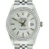 Rolex Mens Stainless Steel Silver Index Diamond Datejust Wristwatch