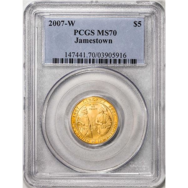 2007-W $5 Jamestown Commemorative Gold Coin PCGS MS70