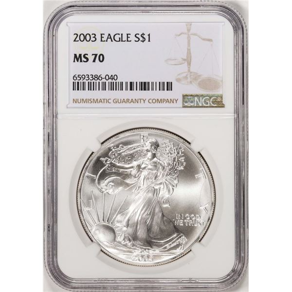 2003 $1 American Silver Eagle Coin NGC MS70