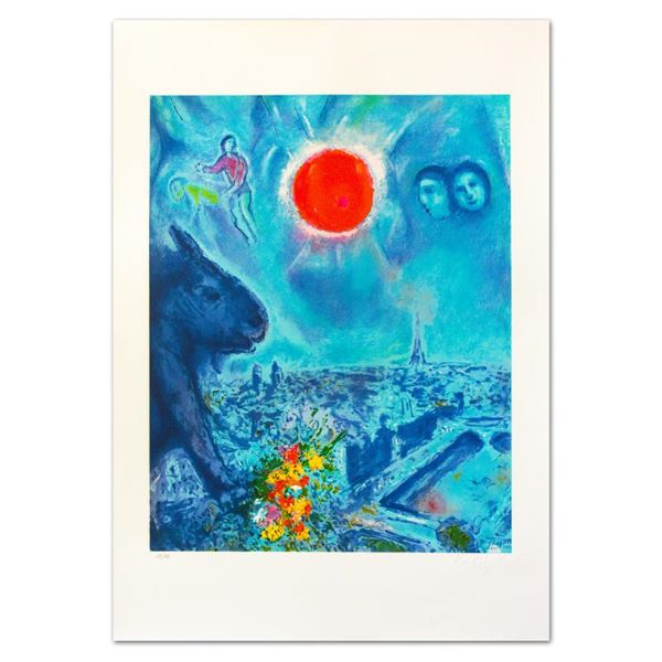 Chagall (1887-1985) "The Sun Over Paris" Limited Edition Lithograph on Paper