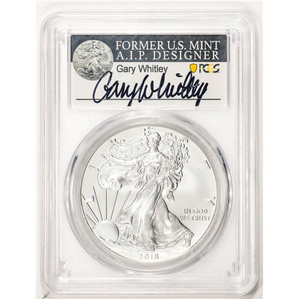 2018-W $1 Burnished American Silver Eagle Coin PCGS SP70 Gary Whitley Signature