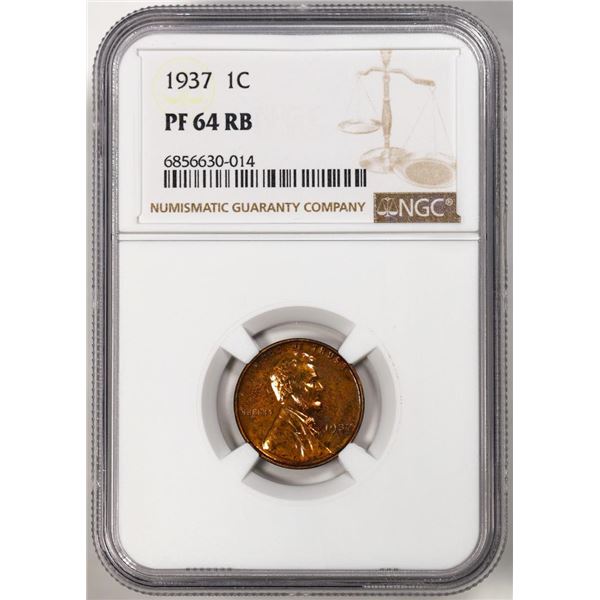1937 Proof Lincoln Wheat Cent Coin NGC PF64RB