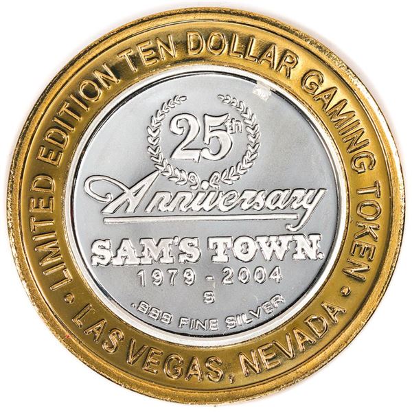 .999 Silver Sam's Town Las Vegas, Nevada $10 Casino Limited Edition Gaming Token