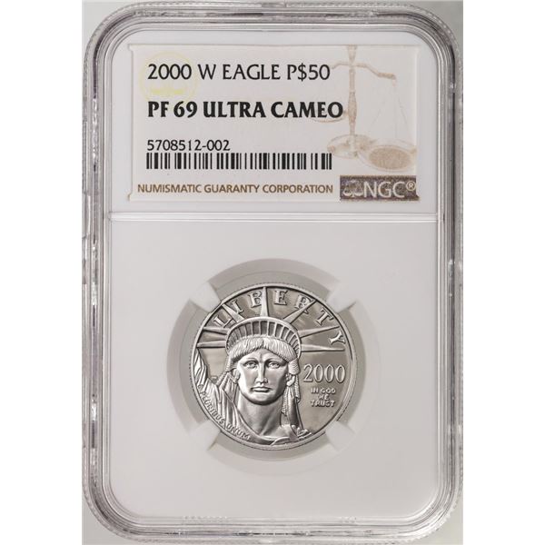 2000-W $50 Proof American Platinum Eagle Coin NGC PF69 Ultra Cameo