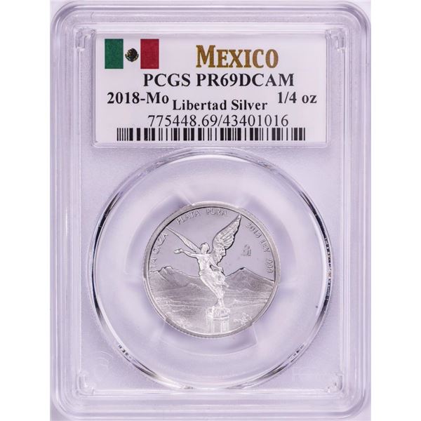 2018-Mo Mexico Proof 1/4 oz Silver Libertad Coin PCGS PR69DCAM