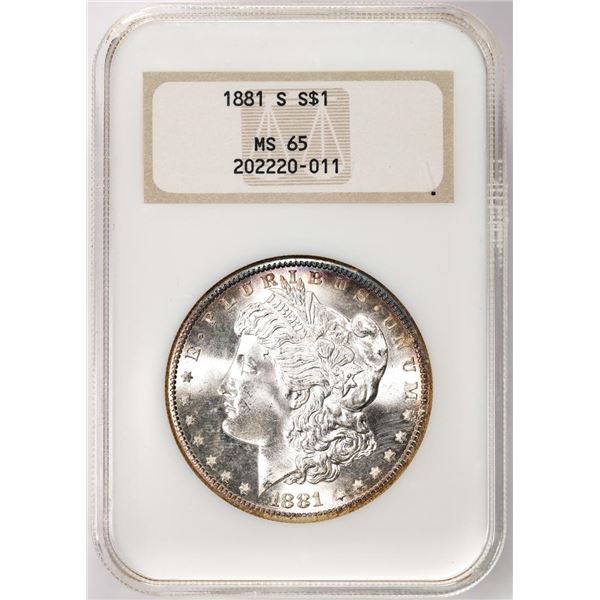 1881-S $1 Morgan Silver Dollar Coin NGC MS65 Old Fatty Holder