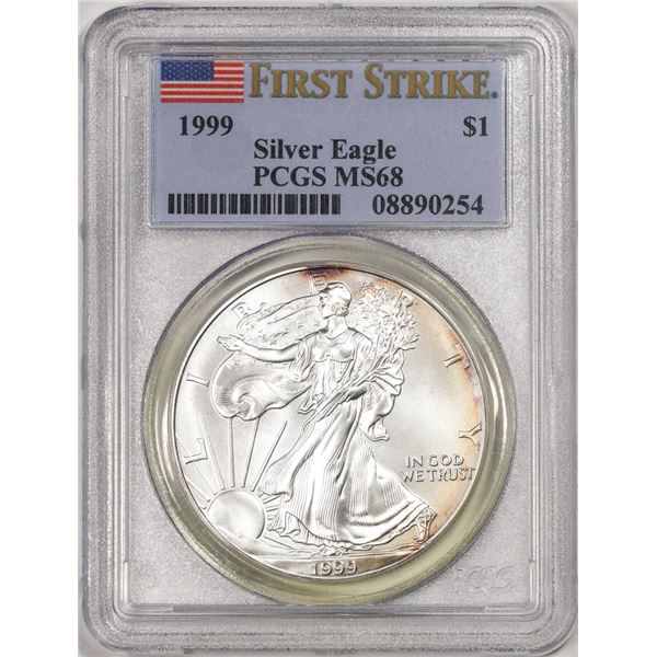 1999 $1 American Silver Eagle Coin PCGS MS68 First Strike