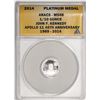 Image 1 : 2014 Proof 1/10 oz Platinum JFK Apollo 11 Anniversary Medal ANACS MS68