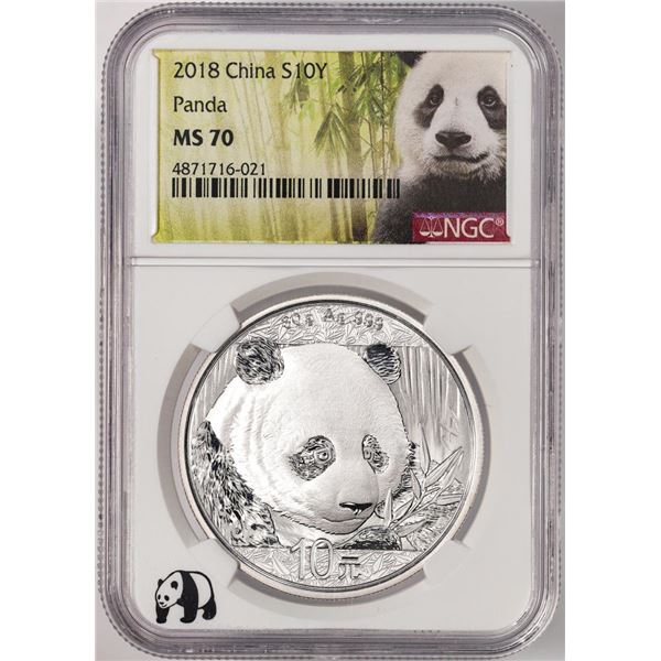 2018 China 10 Yuan Silver Panda Coin NGC MS70