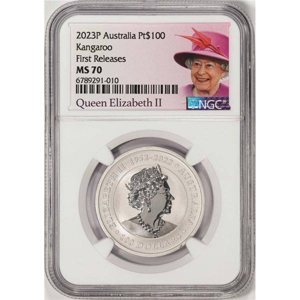 2023P Australia $100 Kangaroo 1oz Platinum Coin NGC MS70 First Releases
