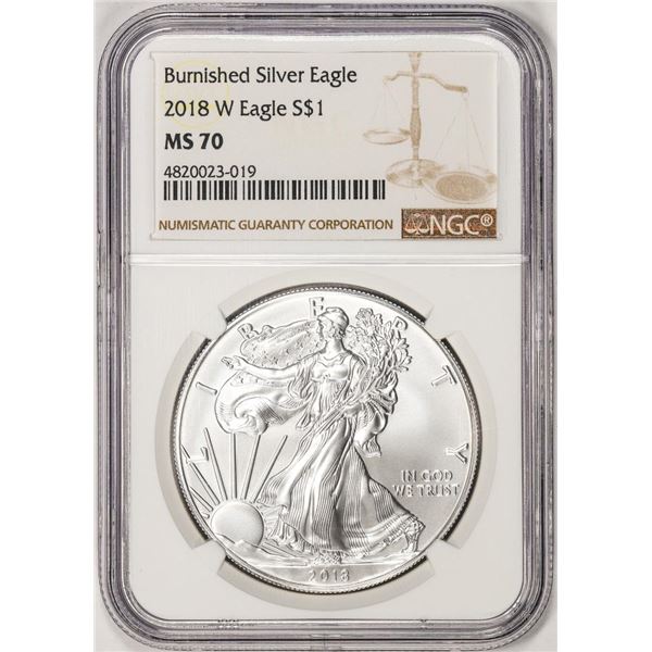 2018-W $1 Burnished American Silver Eagle Coin NGC MS70