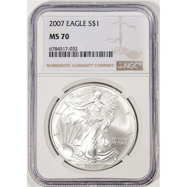 2007 $1 American Silver Eagle Coin NGC MS70