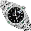 Image 1 : Rolex Ladies Stainless Steel Emerald and Diamond Date Wristwatch With Rolex Box