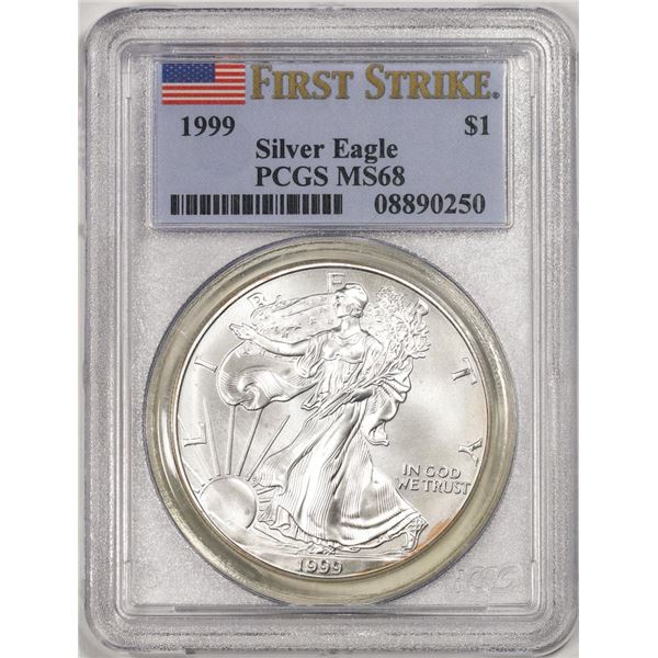 1999 $1 American Silver Eagle Coin PCGS MS68 First Strike