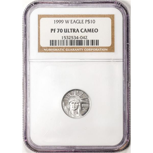 1999-W $10 Proof American Platinum Eagle Coin NGC PF70 Ultra Cameo
