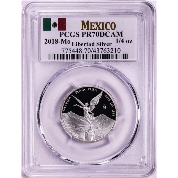 2018-Mo Mexico Proof 1/4 oz Silver Libertad Coin PCGS PR70DCAM