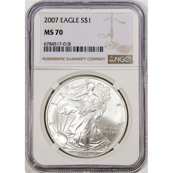 2007 $1 American Silver Eagle Coin NGC MS70