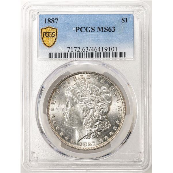 1887 $1 Morgan Silver Dollar Coin PCGS MS63