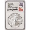 Image 1 : 2021 Ty. 2 $1 American Silver Eagle Coin NGC MS70 First Day Release Gaudioso Signed