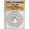Image 1 : 2014 Proof 1/4 oz Platinum JFK Apollo 11 Anniversary Medal ANACS MS69