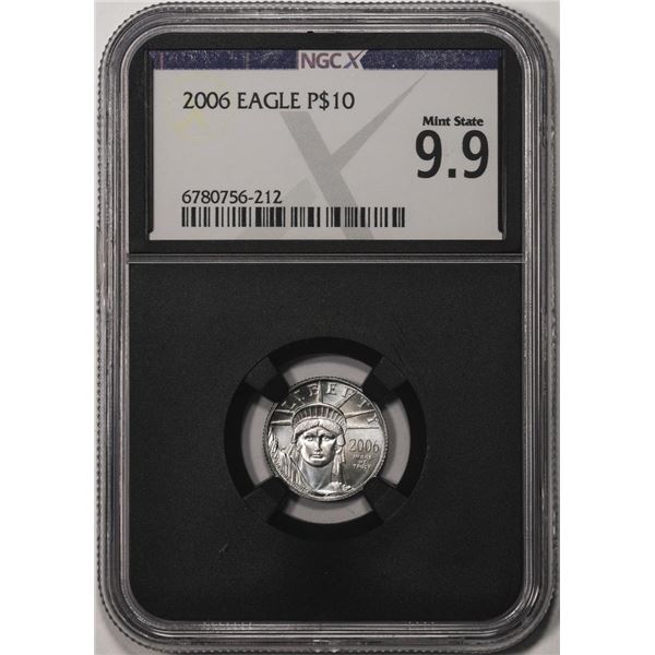 2006 $10 Platinum American Eagle Coin NGCX Mint State 9.9
