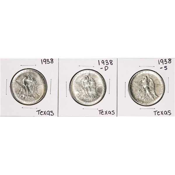 Set of 1938 P/D/S Texas Independence Centennial Commemorative Half Dollar Coins
