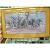 Image 1 : Herd of Elephants by Gary R. Swanson 1979 double Matted and Framed IS 14.5" x 28.5"  (3)