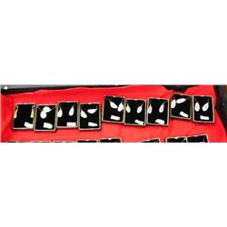 Lot of 9 sets of Ivory earrings with Beautiful scrimshawed flowers (114)