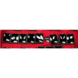 Lot of 9 pairs of Ivory Earrings 2 with gold nuggets, 1 of fish, 1 of flowers, 1 of carved feathers,