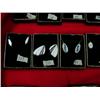 Image 2 : Lot of 9 pairs of Ivory Earrings 2 with gold nuggets, 1 of fish, 1 of flowers, 1 of carved feathers,