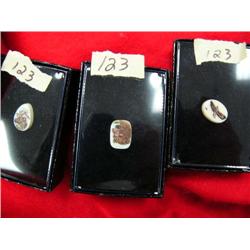 Lot of 3 Scrimshawed Ivory Tie Tacs (114)