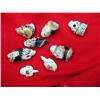 Image 1 : Lot of 8 Pendants:  4 carved polar bear heads from horn, 2 eagles from horn, 2 hatching baby turtles