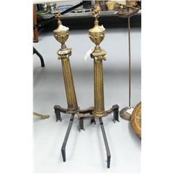 Pair of brass fire place and irons - Empire Period ca. 1800 (74)