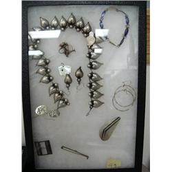 Sterling Silver Necklace with Hearts and Earrings, A Sterling Silver and Enameled Bracelet and Other