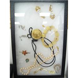 Celluloid Bracelet, Assorted Earrings, Russian Pin (74)